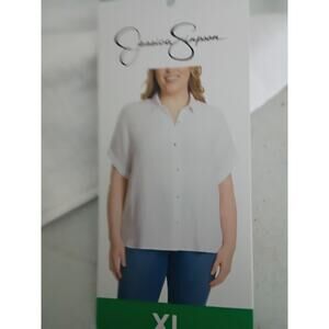 Jessica Simpson Women's Short Sleeve Gauze Top, WhiteXL